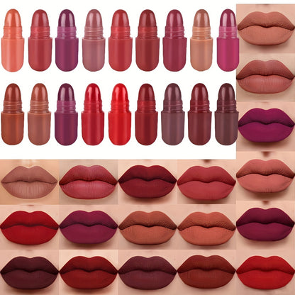 18pcs Long-Lasting Matte Lipstick Set with High Pigmentation - Perfect for Travel and On-the-Go Beauty