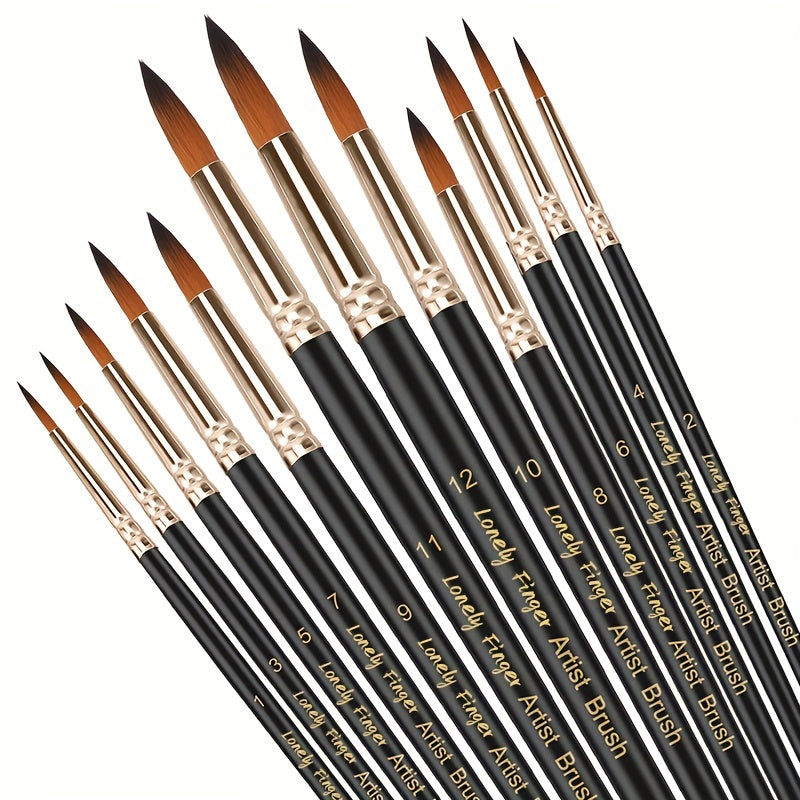 12-Piece Professional Paint Brush Set - Perfect for Acrylic, Watercolor & Oil Painting!