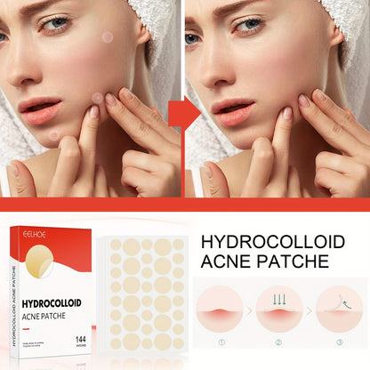 144 pièces autocollant couvrant l'acné maquillage invisible patch d'acné hydrocolloïde soins de la peau patchs de boutons d'acné pour les soins de la peau quotidiens et nocturnes, autocollants/patchs de nettoyage en profondeur des pores 