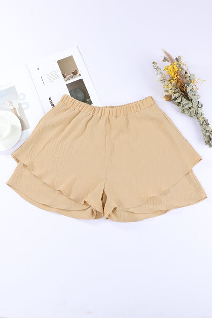 Layered Elastic Waist Shorts