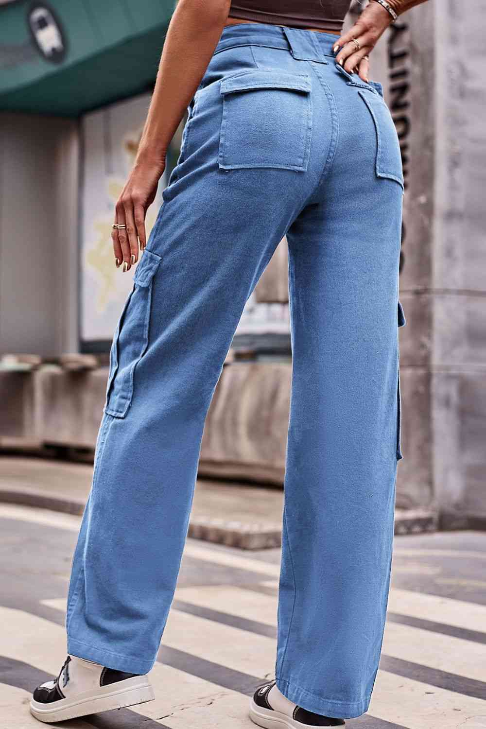 Jean ample taille haute boutonné