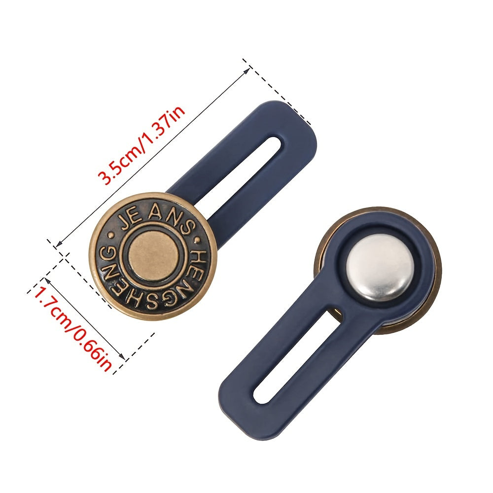 4pcs Random Color Magic Metal Button Extender For Pants Jeans Free Sewing Adjustable Retractable Waist Extenders Button Extended Length Is 0.71in