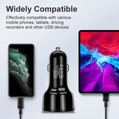 4-in-1 USB Car Charger with 4 Ports - Fast Charging Adapter for Phones and Cigarette Lighter - Mini Design for Convenient Use