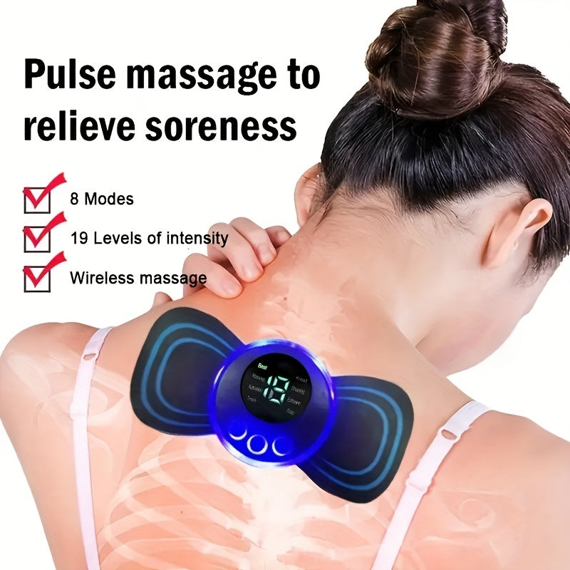 1 Portable Mini Electric Neck Massager, Neck Massage Stimulator, Sticker Therapy Device, Muscle Pain Relief, Muscle Relaxation USB Rechargeable