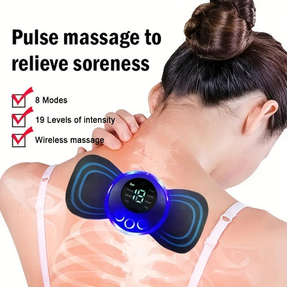 1 Portable Mini Electric Neck Massager, Neck Massage Stimulator, Sticker Therapy Device, Muscle Pain Relief, Muscle Relaxation USB Rechargeable