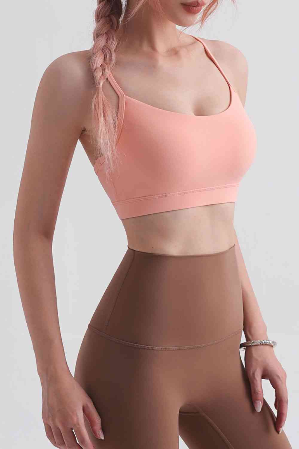 Cutout Racerback Scoop Neck Sports Bra