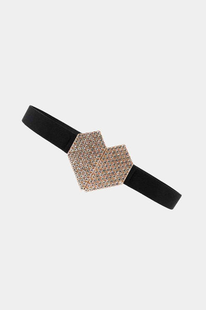 Ceinture élastique à boucle coeur en strass