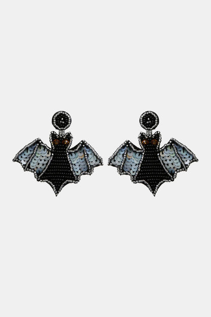 Bat Shape Beaded Dangle Earrings