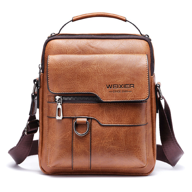 WEIXIER Crossbody Bag Men's Shoulder Bag Vintage Leather Vertical Hand Business Men's Casual Leather Bag Satchel Bag For Men Gift For Father /Anniversary