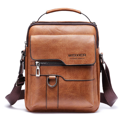 WEIXIER Crossbody Bag Men's Shoulder Bag Vintage Leather Vertical Hand Business Men's Casual Leather Bag Satchel Bag For Men Gift For Father /Anniversary