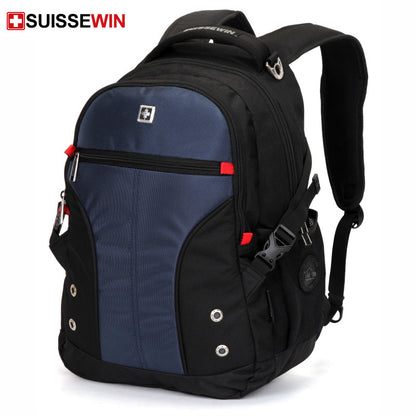 Stay Dry and Organized with the SUISSEWIN Waterproof Oxford Backpack - Large Capacity and Multifunctional!