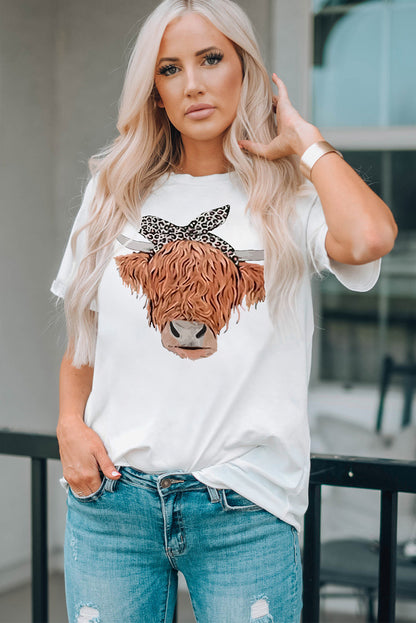 T-shirt à col rond avec motif animalier