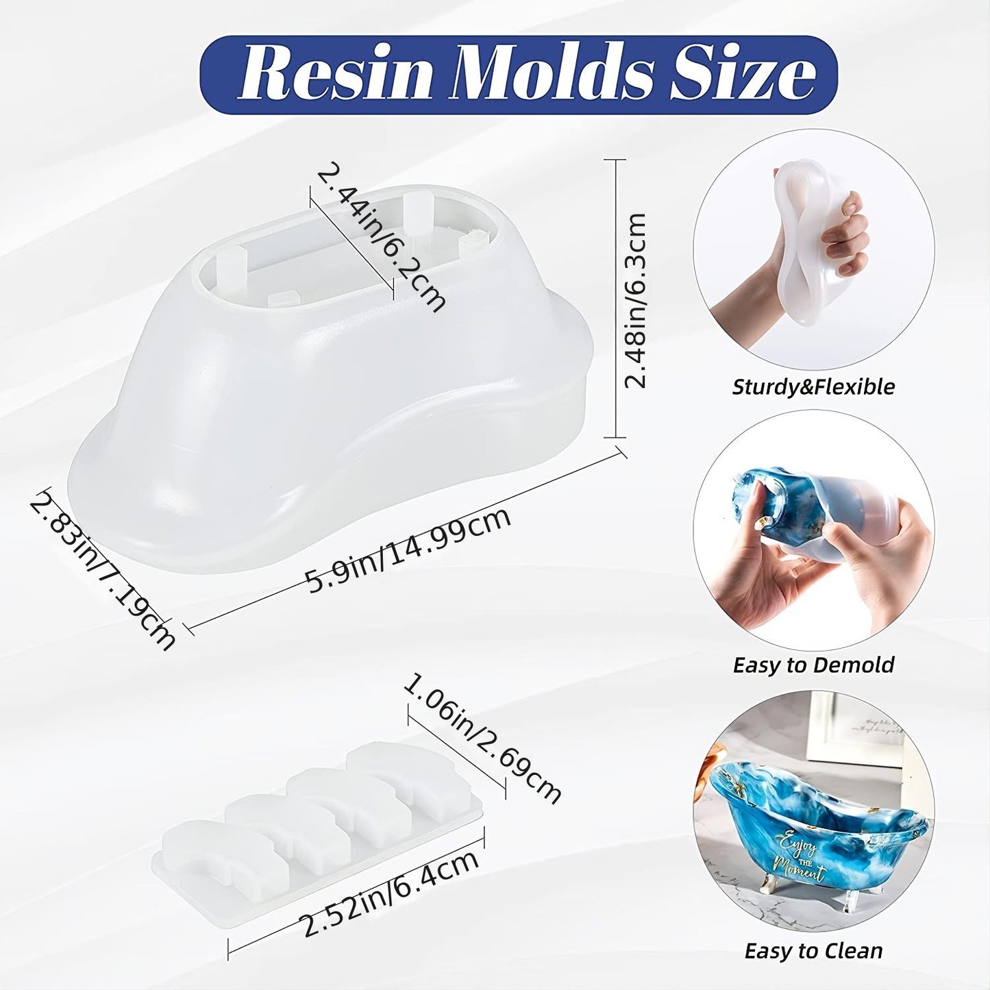 Bathtub Resin Molds,Bathtub Storage Box Silicone Molds For Resin Casting,Resin Bathtub Molds For Jewelry Candy Container Box,Home Decoration,DIY Resin Epoxy Casting Craft