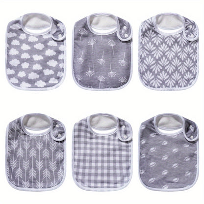 6pcs Baby Cotton Absorbent Bibs For Drooling Teething