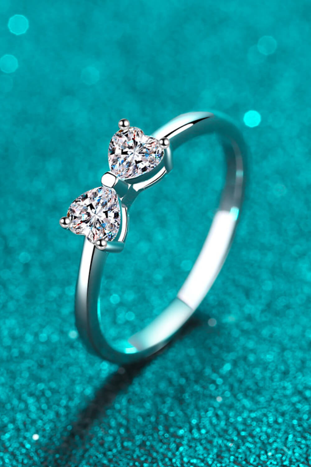 Moissanite Bow Rhodium-Plated Ring