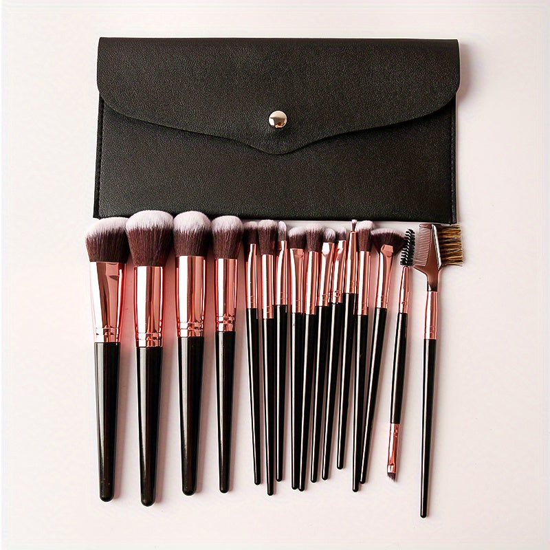 15-Piece Professional Makeup Brush Set: Perfect for Foundation, Eyelash, Eyebrow, and Eyeshadow Cosmetics!