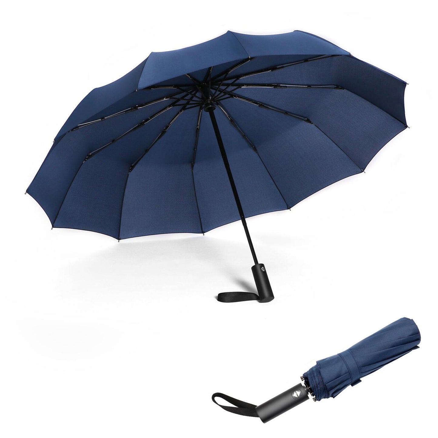 Parapluie pliant résistant au vent à 12 nervures 