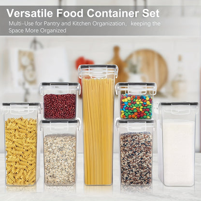 9pcs Airtight Food Storage Containers Set With Lids For Kitchen And Pantry Organization,BPA Free Canisters For Spaghetti,Cereal,Flour,Oats,with Labels