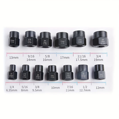 13pcs Bolt Extractor Set Impact Bolt & Nut Remover Set 3/8" 8-19mm Twist Socket Set Bolt Remover Tool Set For Damaged Frozen Rusted Bolts Nuts Screws