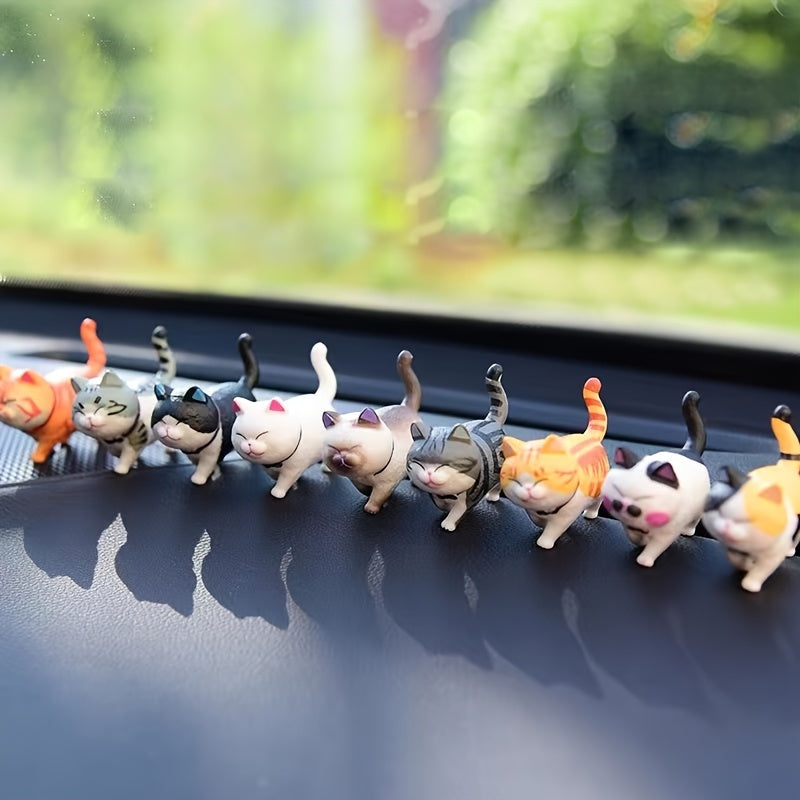 9pcs Adorable Cat Car Decoration Dolls - Perfect Automotive Center Console Toy & Gift Idea!