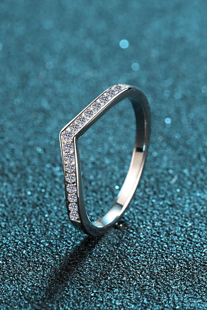 Minimalist Moissanite Rhodium-Plated Ring