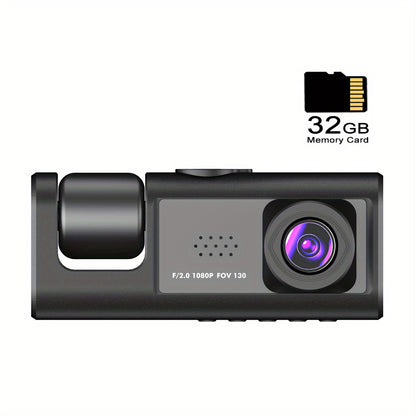 2-In-1 1080P Dash Cam For Cars: IR Night Vision, Loop Recording, 2 IPS Screen - Car DVR Camera