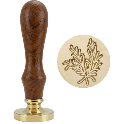 1pc Wax Seal Stamp - 25mm Removable Brass Head With Wooden Handle, Vintage Sealing Wax Stamp For Wedding Invitations Envelopes Wine Packages Greeting Cards, Bee/Tree Of Life/Rose/Heart/Rosemary