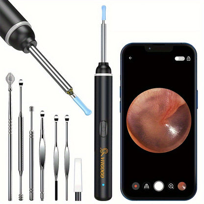 1080p FHD Wireless Ear Otoscope with 6 LED Lights and Ear Wax Cleaner Tool for iPhone, iPad, and Android Smart Phones - Easy Ear Wax Removal and Ear Camera