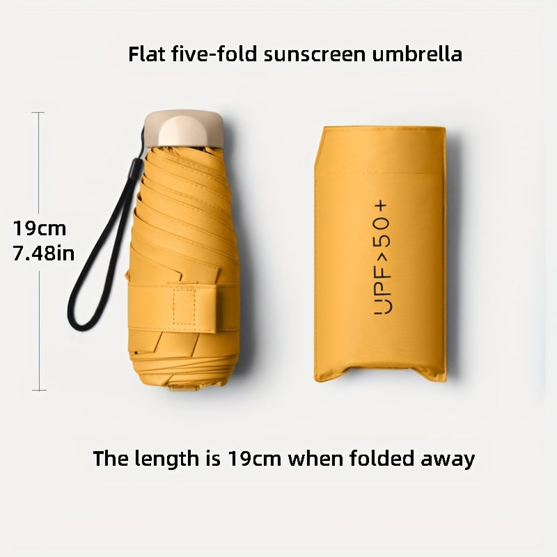 Ultra-Lightweight Outdoor Mini Sun Umbrella - UV Protection & Folding 5-Fold Design