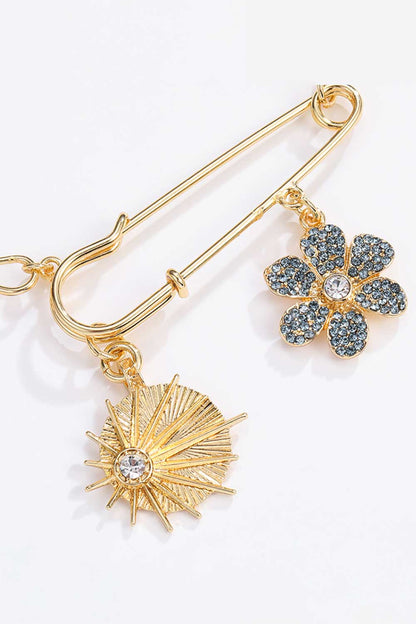 Collier de chaîne de trombone de fleur de strass en gros de 5 pièces