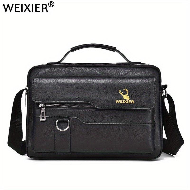 WEIXIER Crossbody Bag Men's Shoulder Bag Vintage Leather Vertical Hand Business Men's Casual Leather Bag Satchel Bag For Men Gift For Father /Anniversary