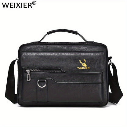 WEIXIER Crossbody Bag Men's Shoulder Bag Vintage Leather Vertical Hand Business Men's Casual Leather Bag Satchel Bag For Men Gift For Father /Anniversary