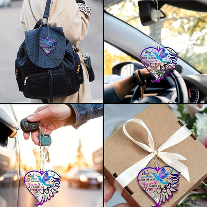 1pc Transparent Heart Keychain Pendant for Girls - Cute Bird Car Decoration and Backpack Accessory