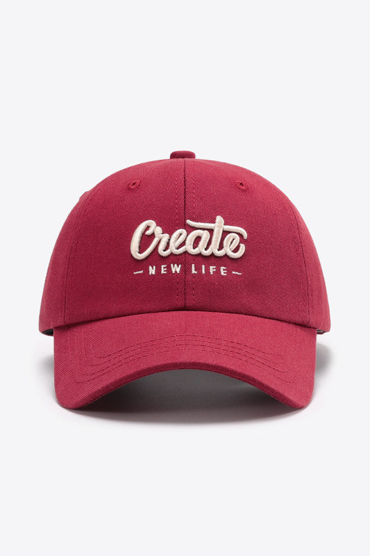 CREATE NEW LIFE Casquette de baseball réglable en coton