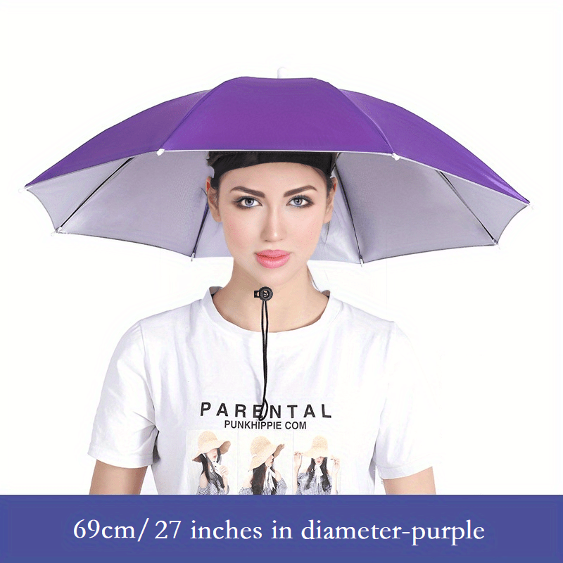 Stay Protected from the Elements with this Lightweight Hat Umbrella - 27in/69cm Diameter, Dual-use for Rain or Shine!