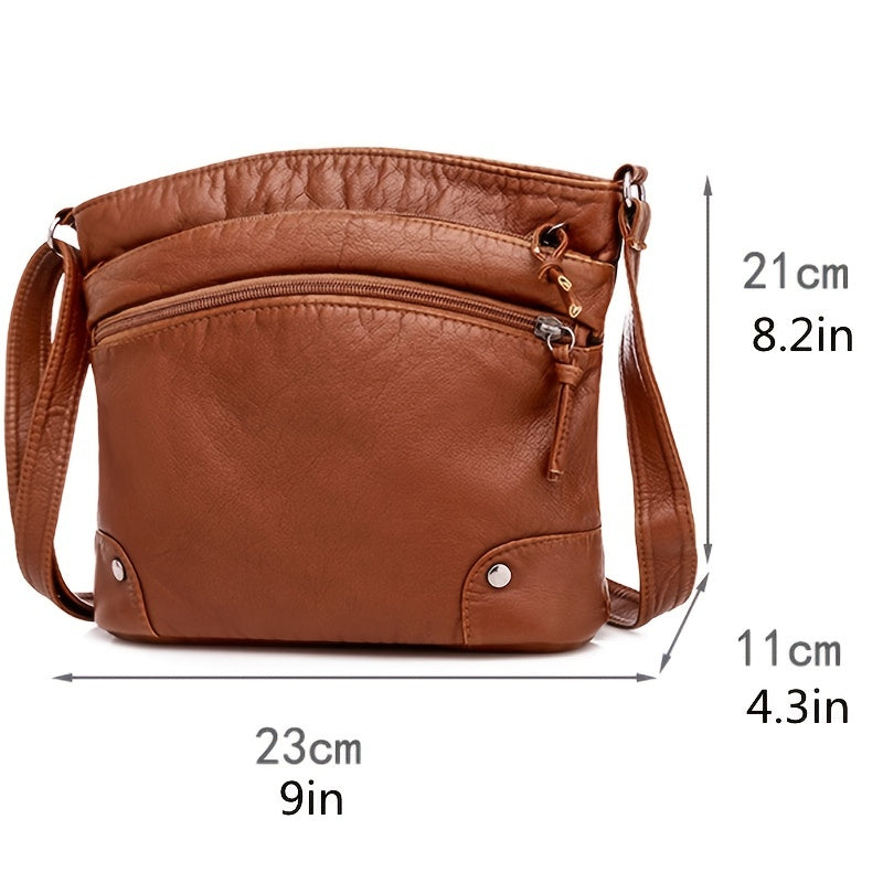 Stylish and Versatile Multi-Pocket Shoulder Bag with Faux Leather and Studded Decor - Perfect for Women on the Go