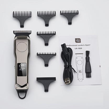 Beard Hair Clippers Men's Professional Hair Clippers, USB Rechargeable LCD Digital Display Electric Clippers For Adult Hairstyles For Hair Cutting