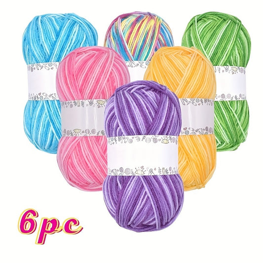 6pcs 50g Multi Color Milk Cotton Super Warm 3ply Knitting Crocheting Yarn For Hand Knitting Sweater Hat DIY