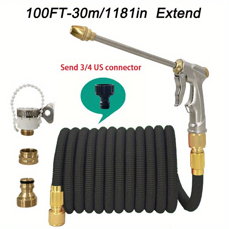 Upgrade Your Car Washing Game with this Retractable High-Pressure Metal Nozzle Hose Set!