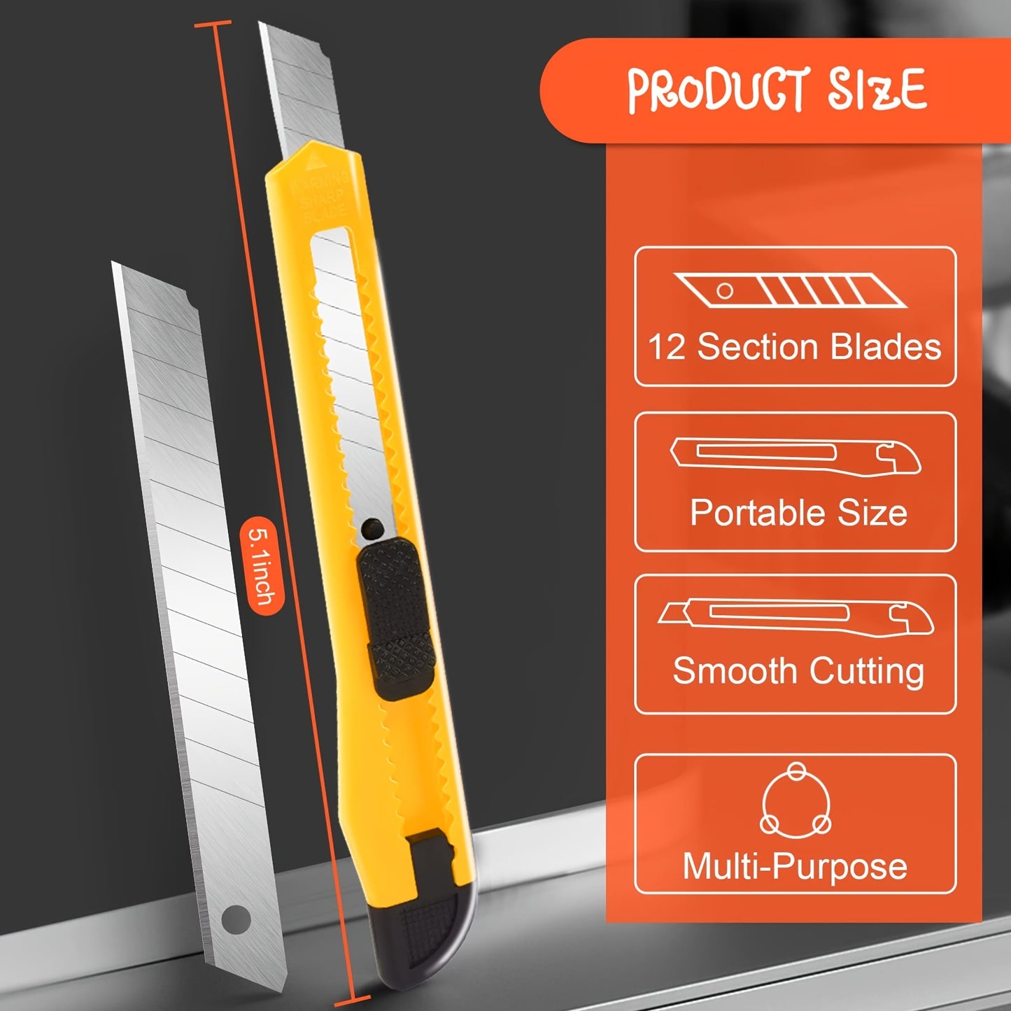 20pcs Retractable Box Cutter with Auto-Lock Design - Disposable Razor Knife for Carton, Cardboard, and Office Use - 9mm Snap-off Blades for Precision Cutting