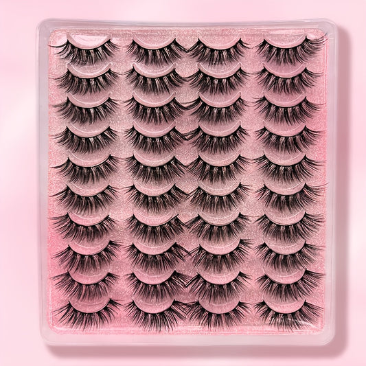 20 Pairs False Eyelashes 3D Faux Mink Lashes Natural Look Wispy Fake Eyelashes Fluffy Volume Long Thick Lashes