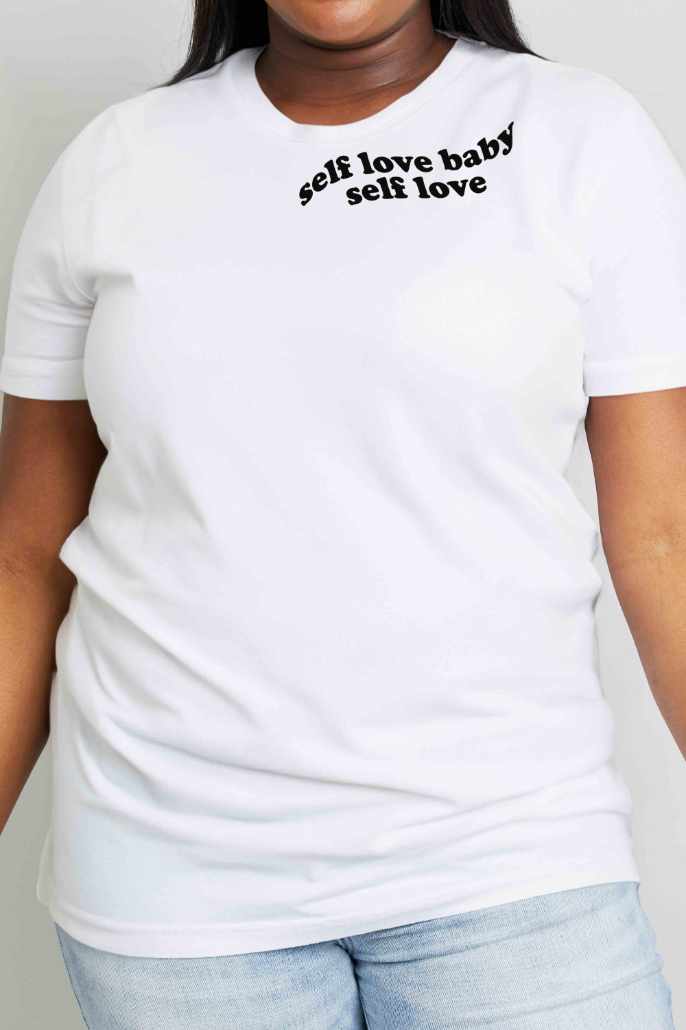 Camiseta de algodón con estampado de SELF LOVE BABY SELF LOVE de tamaño completo de Simply Love