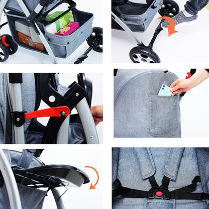 The Ultimate Four-Season Baby Stroller: Foldable, Reclining, and Large Space for Comfort!