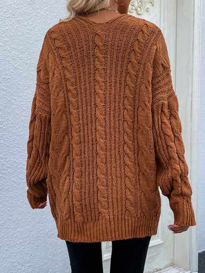 Cardigan ouvert sur le devant en tricot torsadé avec poches avant