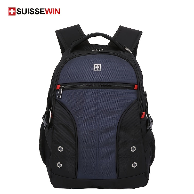 Stay Dry and Organized with the SUISSEWIN Waterproof Oxford Backpack - Large Capacity and Multifunctional!