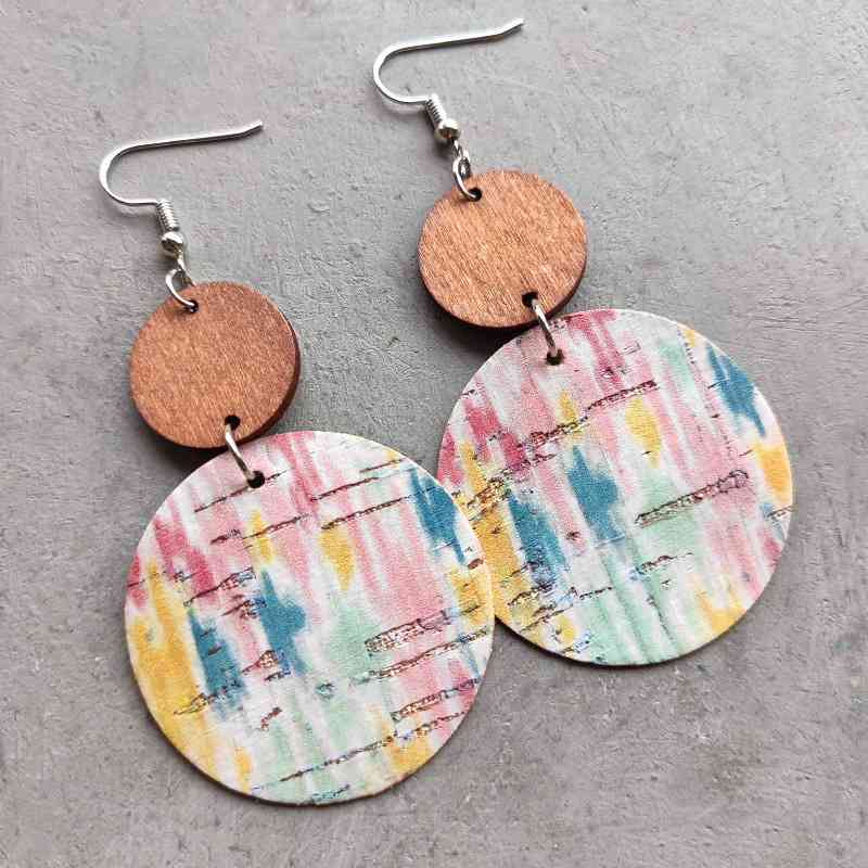 Round Shape Wooden Dangle Earrings