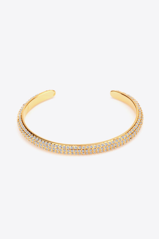 18K Gold-Plated Rhinestone Open Bracelet