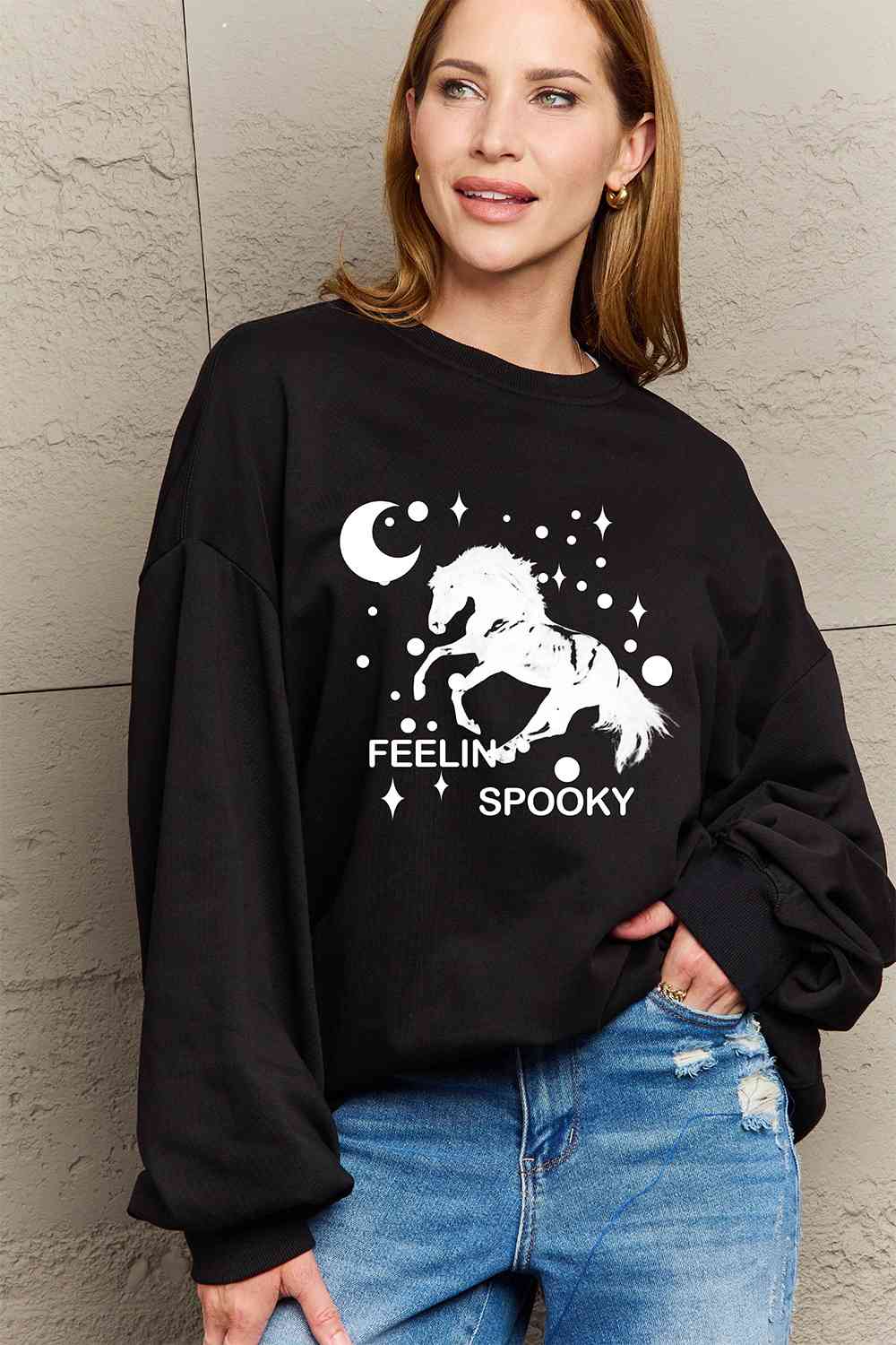 Simply Love Full Size Graphic Drop Shoulder Sweatshirt