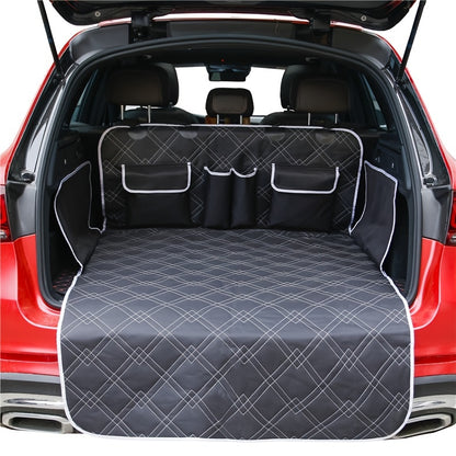 1pc Plaid Quilted Cotton Trunk Cover - Waterproof, Non-Slip & with Storage Pockets - Perfect for Car Decor & Dog Anti-Dirty Mat!