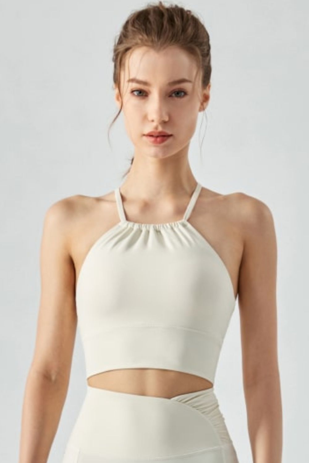 Crisscross Gathered Detail Cropped Sports Cami